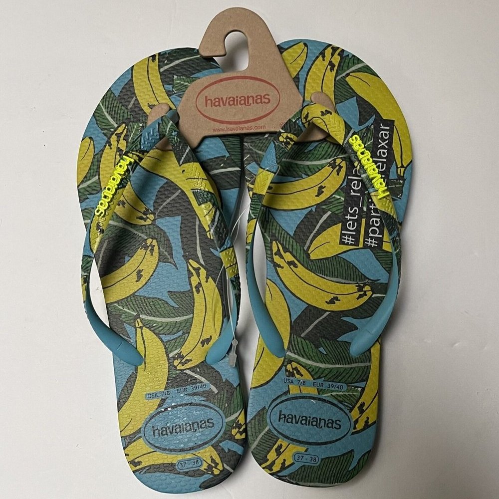 Havaianas Flip Flops Slim Sakura Bananas #lets_relax US 7 8 EUR 39 40 BR 37 38